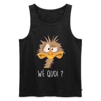 Humour tête d'oiseau citation râleur - Débardeur bio Premium Homme - noir - Devant - AI Model Male 178 light (178cm)