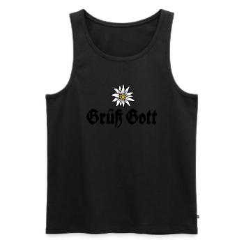 Grüß Gott - Alpen Edelweiß aus Bayern - Männer Premium Bio Tank Top - Schwarz - Vorne - Michal (187cm)