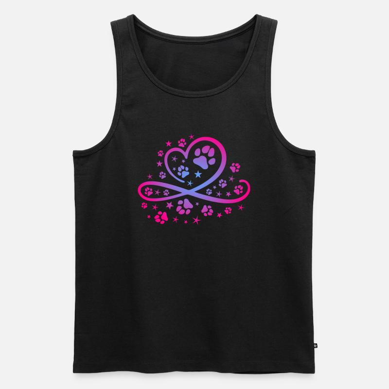 Herz mit Pfötchen und Sternen - Männer Premium Bio Tank Top - Schwarz