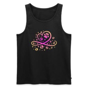 Herz mit Pfötchen und Sternen - Männer Premium Bio Tank Top - Schwarz - Vorne - AI Model Male 178 light (178cm)