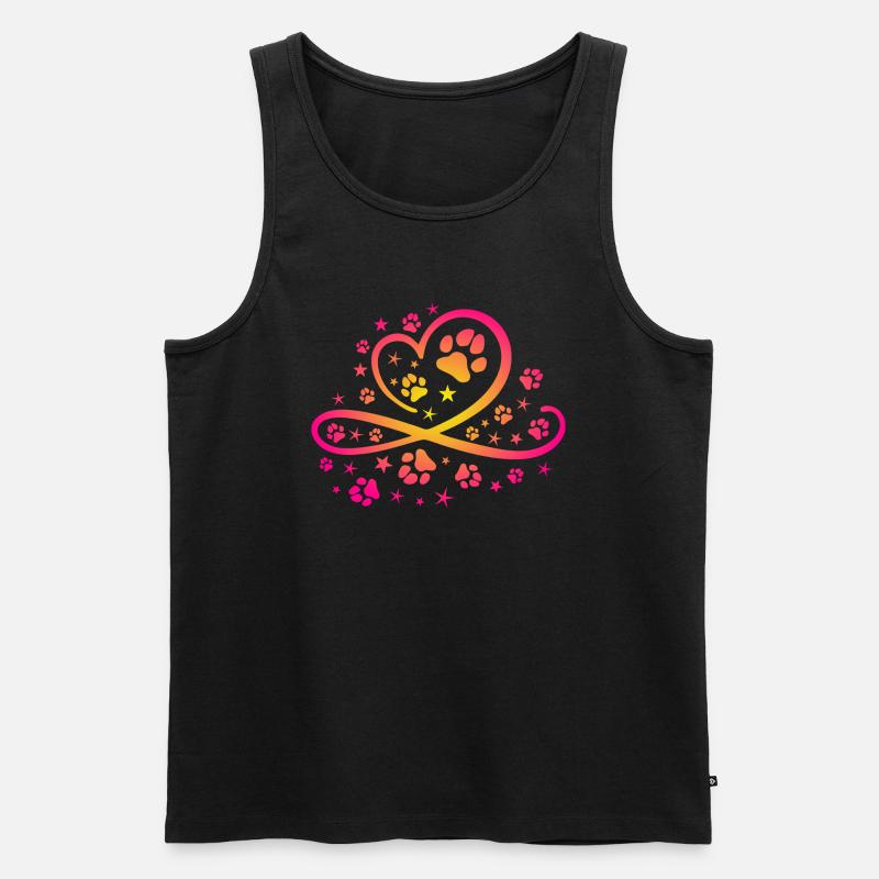 Herz mit Pfötchen und Sternen - Männer Premium Bio Tank Top - Schwarz