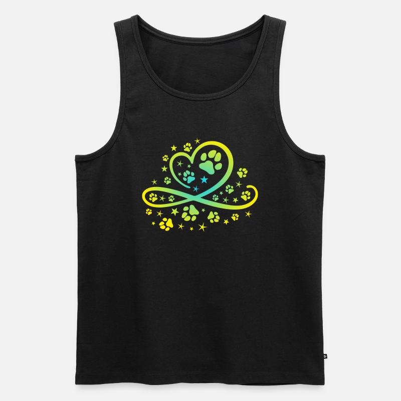 Herz mit Pfötchen und Sternen - Männer Premium Bio Tank Top - Schwarz