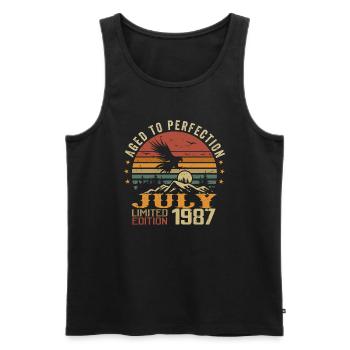 Vintage July 1987 Anniversary July 1987 - Men's Premium Organic Tank Top - black - Front - AI Model Male 178 light (178cm)
