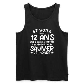 12 Year Old Gift 12 Year Old Original Gift Man 12 Year Old - Men's Premium Organic Tank Top - black - Front - AI Model Male 178 light (178cm)