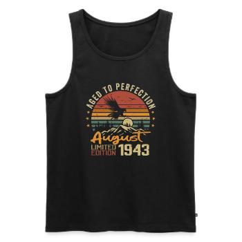 Millésime Août 1943 Cadeau Anniversaire Août 1943 - Débardeur bio Premium Homme - noir - Devant - Michal (187cm)