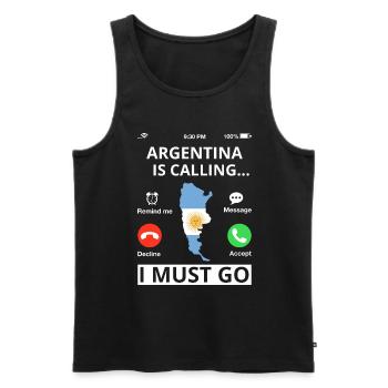 Drapeau de l’Argentine Amérique du Sud Drapeau argentin - Débardeur bio Premium Homme - noir - Devant - Michal (187cm)
