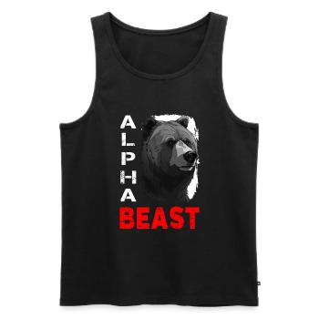 Alpha Animal Fierce Grizzly Bear - Anime Shirt - Men's Premium Organic Tank Top - black - Front - AI Model Male 178 light (178cm)