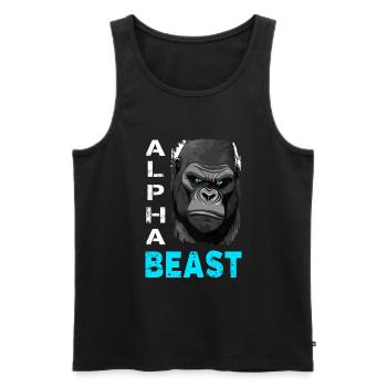 Alpha Animal Powerful Gorilla - Anime Shirt - Men's Premium Organic Tank Top - black - Front - AI Model Male 178 light (178cm)