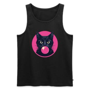 Cat Chewing Gum - Men's Premium Organic Tank Top - black - Front - Michal (187cm)