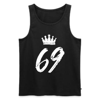 69 Zahl Krone - Männer Premium Bio Tank Top - Schwarz - Vorne - Michal (187cm)