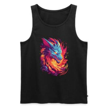 Dragon de Feu - Débardeur bio Premium Homme - noir - Devant - AI Model Male 178 light (178cm)