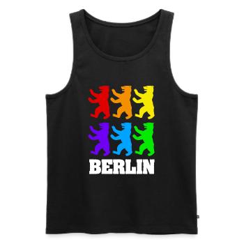 Berlin Ours en couleur - Débardeur bio Premium Homme - noir - Devant - AI Model Male 178 light (178cm)
