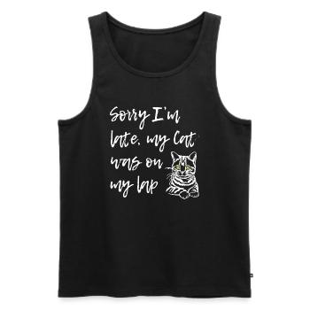 Sorry Cat Was On Lap - Männer Premium Bio Tank Top - Schwarz - Vorne - AI Model Male 178 light (178cm)