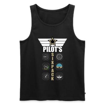 Piloten Geschenk Flugzeug Pilot Sixpack Spruch - Männer Premium Bio Tank Top - Schwarz - Vorne - AI Model Male 178 light (178cm)