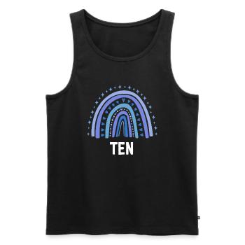 Blue Rainbow Ten Years 10th Birthday - Débardeur bio Premium Homme - noir - Devant - Michal (187cm)