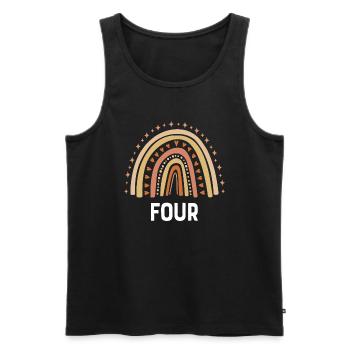 Orange Rainbow Four Years 4th Birthday - Men's Premium Organic Tank Top - black - Front - Michal (187cm)