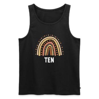 Orange Rainbow Ten Years 10th Birthday - Men's Premium Organic Tank Top - black - Front - Michal (187cm)