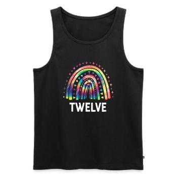 Tie Dye Rainbow Twelve Years 12th Birthday - Men's Premium Organic Tank Top - black - Front - AI Model Male 178 light (178cm)