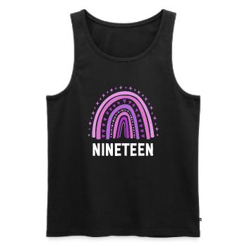 Lila Regenbogen Neunzehn Jahre 19. Geburtstag - Männer Premium Bio Tank Top - Schwarz - Vorne - Michal (187cm)