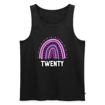 Lila Regenbogen Zwanzig Jahre 20. Geburtstag - Männer Premium Bio Tank Top - Schwarz - Vorne - Michal (187cm)