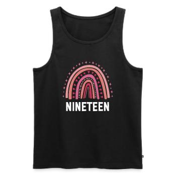 Rot Regenbogen Neunzehn Jahre 19. Geburtstag - Männer Premium Bio Tank Top - Schwarz - Vorne - Michal (187cm)