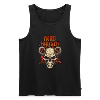 Head Banger - Men's Premium Organic Tank Top - black - Front - AI Model Male 178 light (178cm)