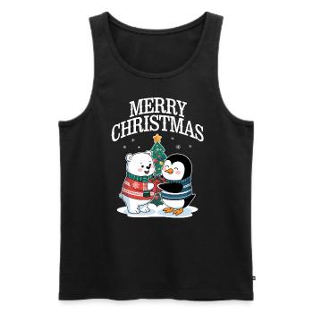 Polar Bear Penguin Christmas Merry Christmas Cute - Men's Premium Organic Tank Top - black - Front - Michal (187cm)