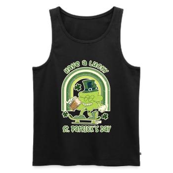 ST. Patrick's Day Skater Clover - Men's Premium Organic Tank Top - black - Front - Michal (187cm)