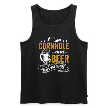 Cornhole und Bier Darum Bin Ich Hier - Männer Premium Bio Tank Top - Schwarz - Vorne - Michal (187cm)
