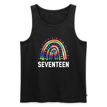 Tie Dye Regenbogen Siebzehn Jahre 17. Geburtstag - Männer Premium Bio Tank Top - Schwarz - Vorne - AI Model Male 178 light (178cm)