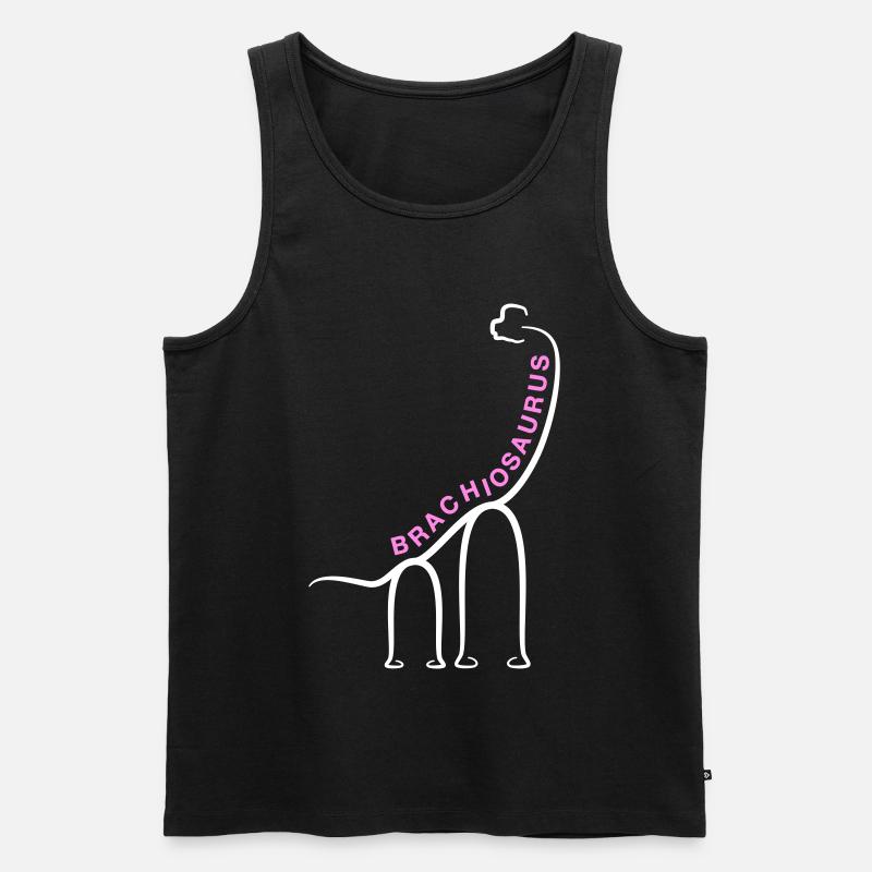 Dinosaurier Brachiosaurus Dino Liniengrafik - Männer Premium Bio Tank Top - Schwarz
