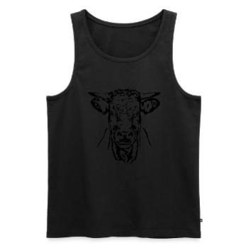 Cow Ox Bull Portrait Pasture Animal Wilsigns - Men's Premium Organic Tank Top - black - Front - AI Model Male 178 light (178cm)