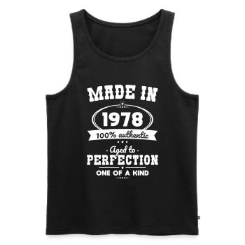 45. Geburtstag - Hergestellt 1978 - Perfekt gealtert - Männer Premium Bio Tank Top - Schwarz - Vorne - Michal (187cm)