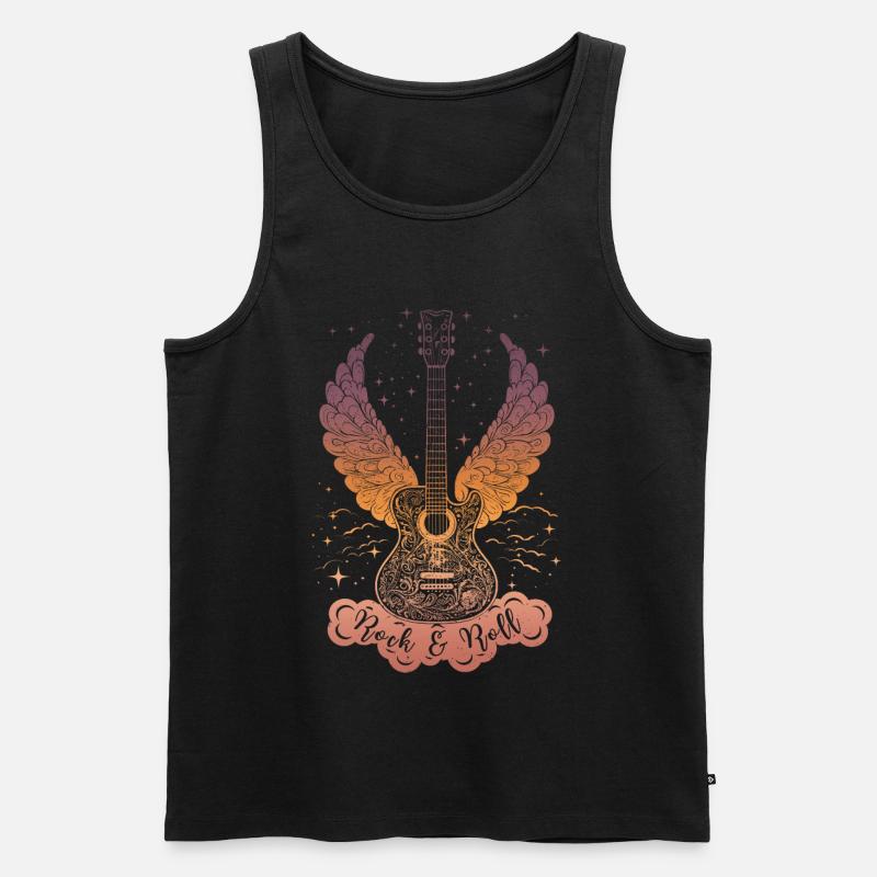 Rock & Roll Guitar - Männer Premium Bio Tank Top - Schwarz