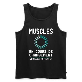 Muscles en Cours de Chargement - Cadeau Humour - Débardeur bio Premium Homme - noir - Devant - Michal (187cm)