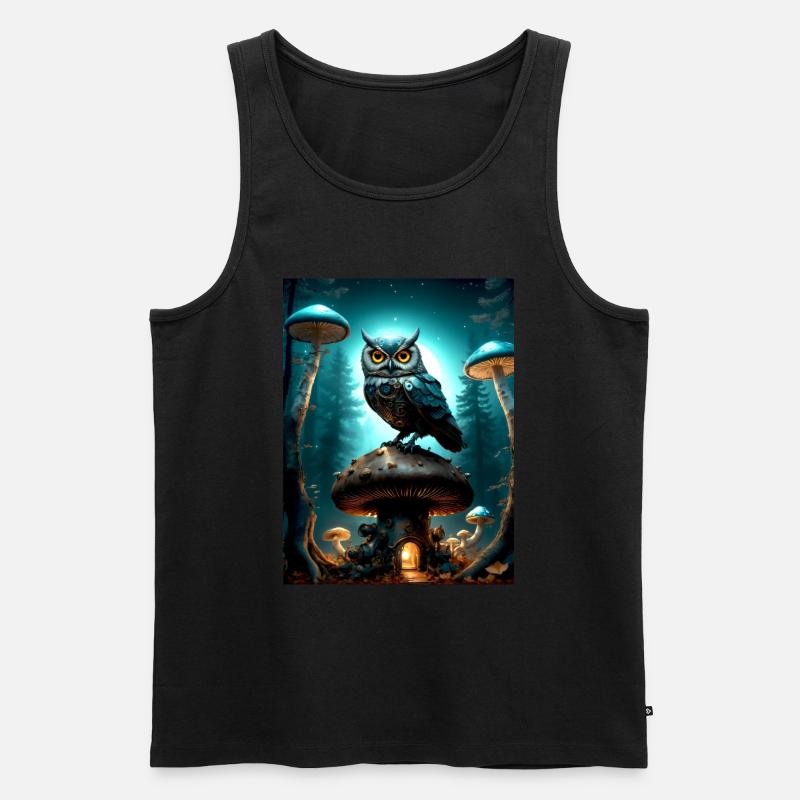 Eulen | Steampunk Mechanische Eule 04 - Männer Premium Bio Tank Top - Schwarz