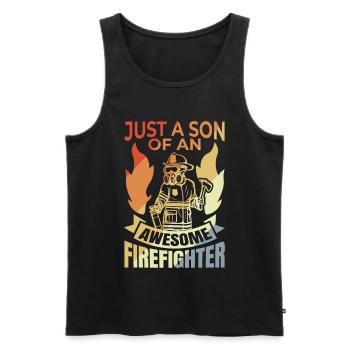 Son of a great firefighter - Men's Premium Organic Tank Top - black - Front - Michal (187cm)