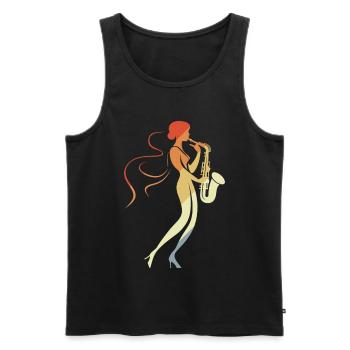 Saxophone Femme - Débardeur bio Premium Homme - noir - Devant - AI Model Male 178 light (178cm)