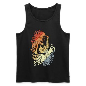 Vintage Saxophonspielerin - Männer Premium Bio Tank Top - Schwarz - Vorne - Michal (187cm)