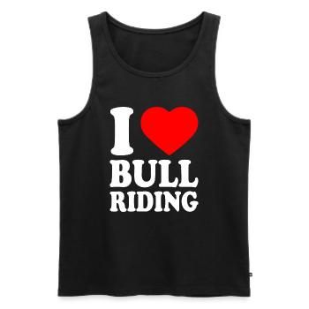 I love bull riding - Débardeur bio Premium Homme - noir - Devant - AI Model Male 178 light (178cm)