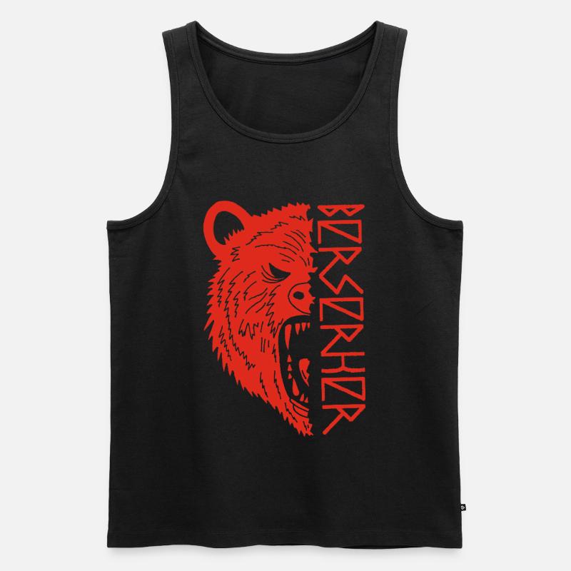 Roter Bär Krieger - Männer Premium Bio Tank Top - Schwarz