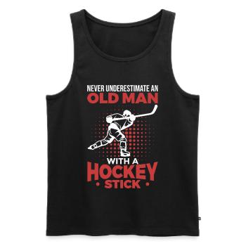 Old Man With A Hockey Stick - Männer Premium Bio Tank Top - Schwarz - Vorne - Michal (187cm)
