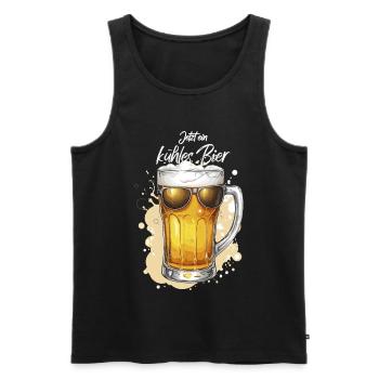 Bière avec lunettes de soleil, bière fraîche, fête de la bière - Débardeur bio Premium Homme - noir - Devant - AI Model Male 178 light (178cm)