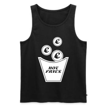 T-shirt design French fries box with euro coins - Men's Premium Organic Tank Top - black - Front - AI Model Male 178 light (178cm)
