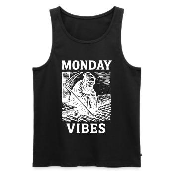 Monday Vibes – Grande Faucheuse en éclosion en bois - Débardeur bio Premium Homme - noir - Devant - AI Model Male 178 light (178cm)