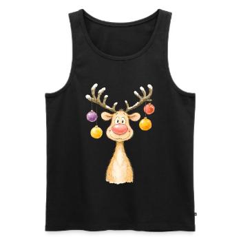 Conception d’aquarelle de renne de Noël mignon - Débardeur bio Premium Homme - noir - Devant - AI Model Male 178 light (178cm)