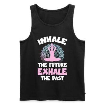 Zukunft einatmen, Vergangenheit ausatmen - Men's Premium Organic Tank Top - black - Front - Michal (187cm)