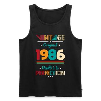 1986 – Vintage – Perfekt gereift - Männer Premium Bio Tank Top - Schwarz - Vorne - Michal (187cm)