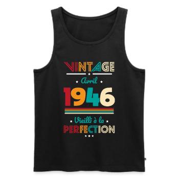 80. Geburtstag – Vintage – April 1946 - Männer Premium Bio Tank Top - Schwarz - Vorne - Michal (187cm)