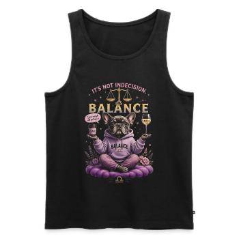 Humour Zen du Bouledogue - Zodiaque Balance - Débardeur bio Premium Homme - noir - Devant - AI Model Male 178 light (178cm)